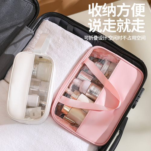 Cosmetic bag ins high-end women's new cosmetic storage bag portable large-capacity travel waterproof wash bag brush