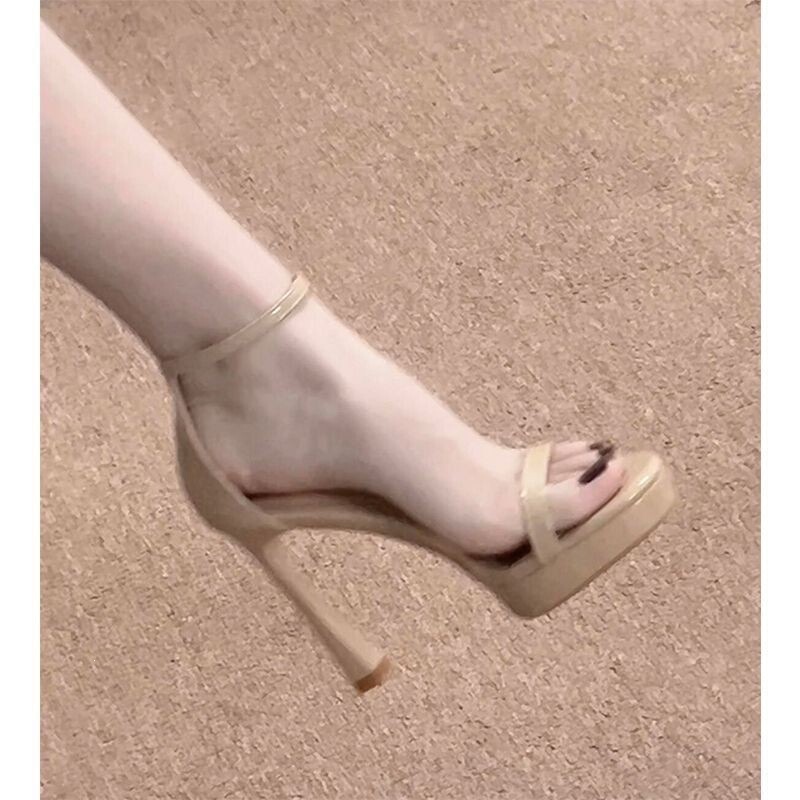 2026 Summer New Style One-Strap Waterproof Platform High-Heeled Shoes for Women in Nude Color, Sexy and Comfortable, Not Tiring on the Feet, with Thin Heels and Medium Heels 2026 Summer New Style One-Strap Waterproof Platform High-Heeled Shoes for Women in Nude Color, Sexy and Comfortable, Not Tiring on the Feet, with Thin Heels and Medium Heels
