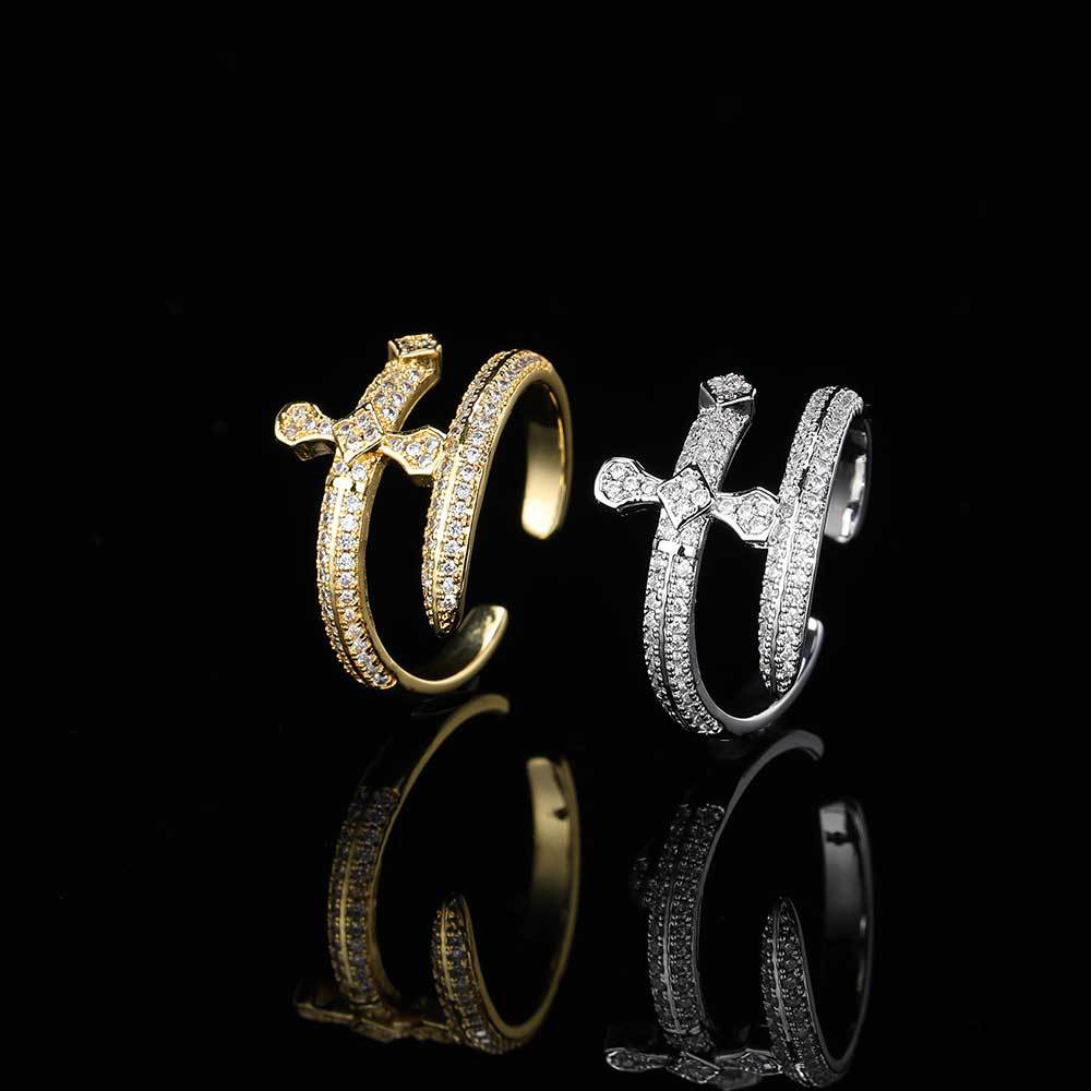 Wholesale Hip-Hop Geometric Copper Plating Zircon Open Rings display picture 4