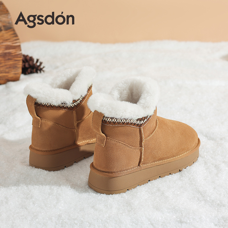 Augu Lion Dengjia terciopelo botas de nieve para mujeres 2025 nuevo otoño invierno botas de tubo corto con suela gruesa para usar zapatos de algodón grueso