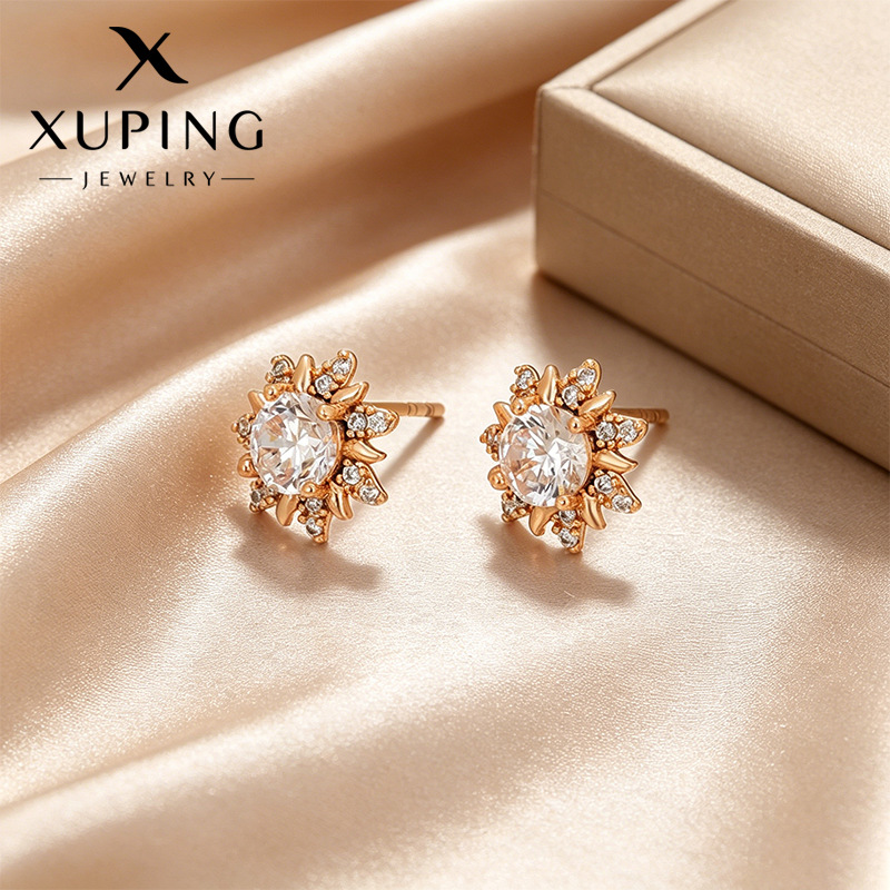 Xuping simple estilo retro pernos de sol mujeres gemas artificiales incrustadas transfronterizas fácil de usar pernos personalizados