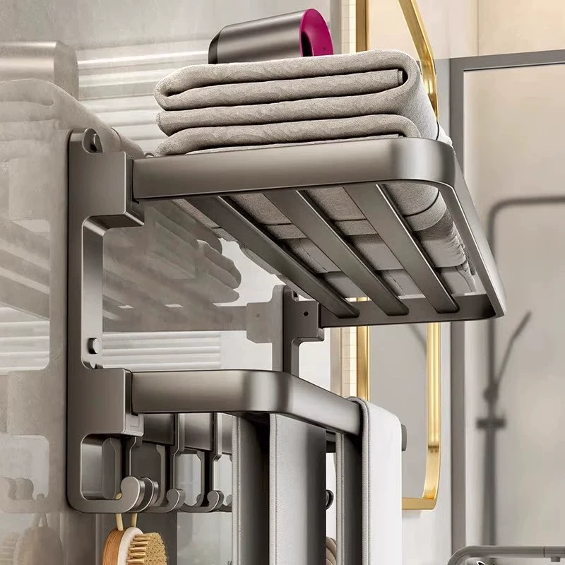 Полотенцедержатель из космического алюминия цвета пистолетной ржавчины, без перфорации, для ванной комнаты, двухъярусный, для хранения полотенец