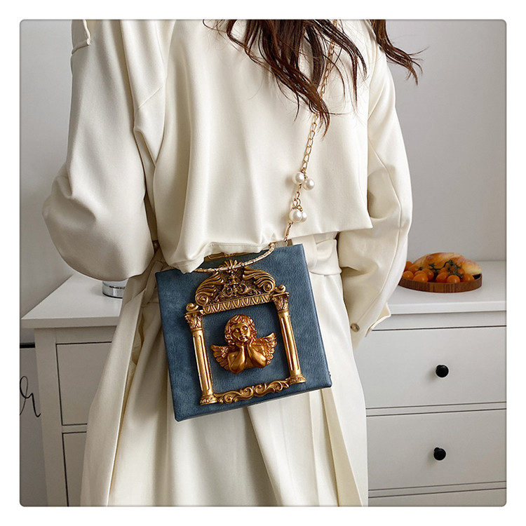 Retro Baroque Angel Flower Chain Shoulder Bag For Women_voghion.com