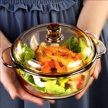 玻璃锅玻璃带盖耐热碗茶色1L欧式家用带盖玻璃碗泡面碗沙拉面碗