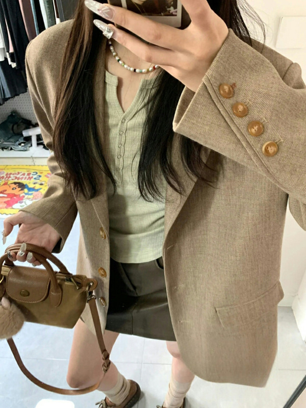 小西装外套女2025春秋新款超好看韩系休闲高级感小个子西服设计感|undefined