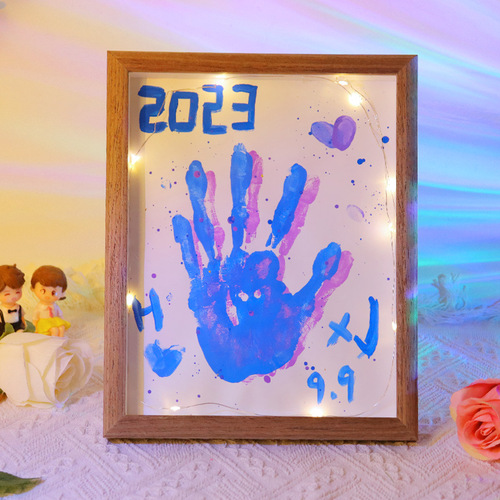 12-color DIY Couple Handprint Photo Frame, Handprint and Palmprint, Baby 100th Day Anniversary Gift for Boyfriend/Girlfriend/Friend
