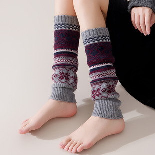 Japanese Colorful Heap Socks Snowflake Color Block Warm Socks Leg Socks Women's Fashionable Autumn and Winter