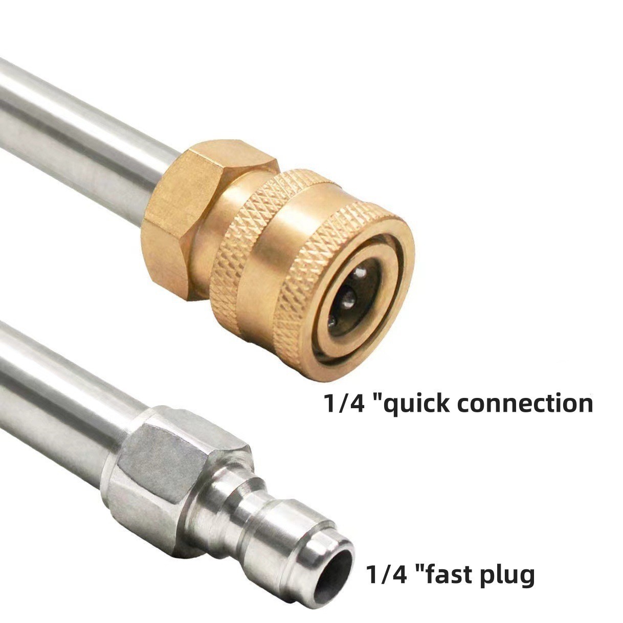 High-pressure water gun extension rod with quick plug 17inch stainless steel extension rod 1/4 male-female quick connect extension rod