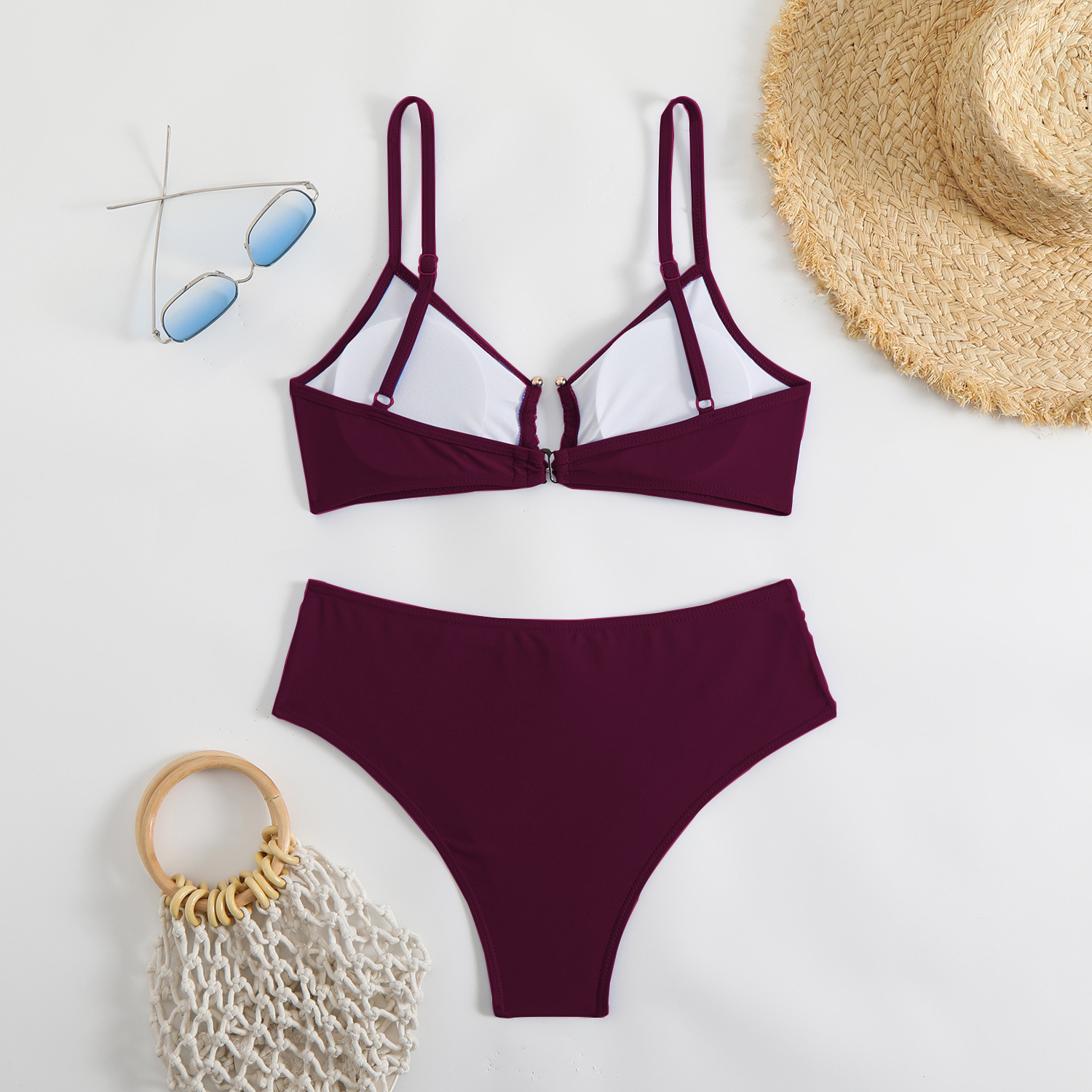 Solid Color Two-Piece Bikini Set For Women, Trendy Swimwear With Comfortable Fit, Versatile Beach & Pool Swimsuit_ecoleips.com