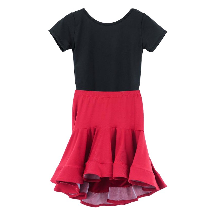 Ropa de competición de baile latino para niños Ropa de competición latina de manga corta para mujeres de verano Falda de espina de pescado Prueba de arte Falda de baile latino para niñas Ropa