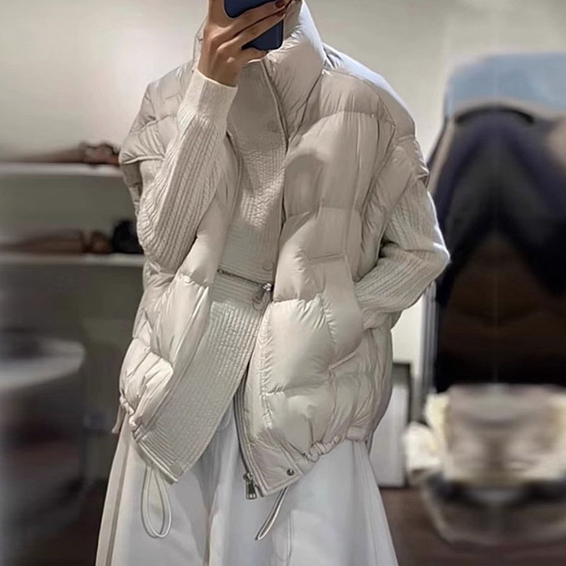 休闲立领羽绒马甲女2025秋冬时尚廓版保暖设计感遮肉白鸭绒背心潮|undefined