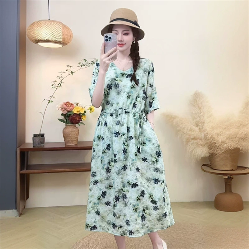 2025 новое платье платье платье с длинными рукавами модное новое платье с цветочным принтом