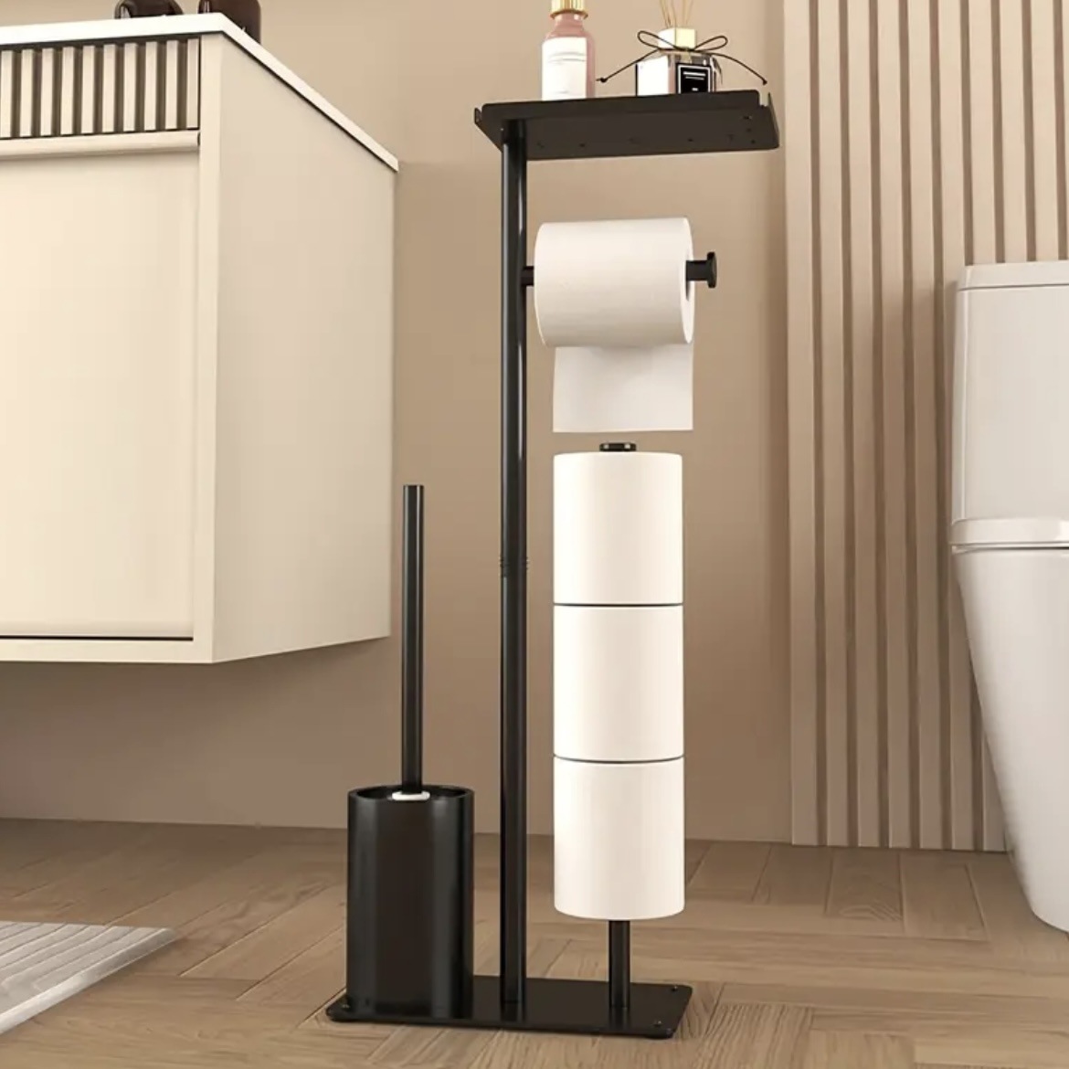 Cross-Border Floor-Standing Paper Towel Holder, Bathroom Tissue Box, Roll Paper Holder, Punch-Free Removable Toilet Rack, Bathroom Storage Rack