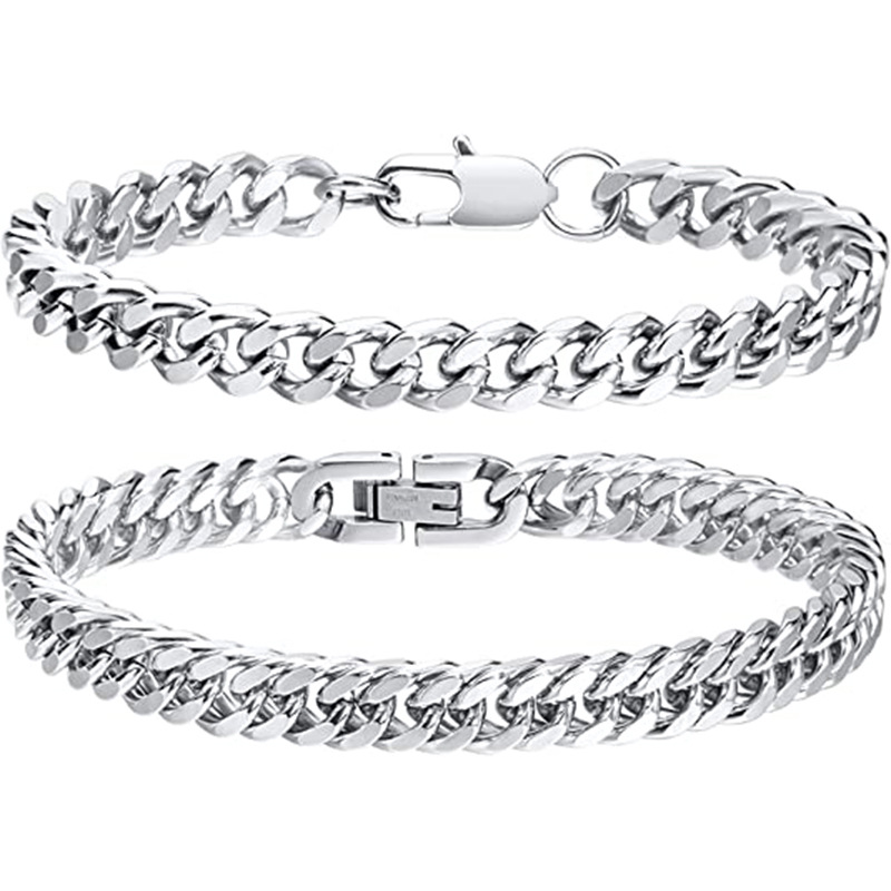 Xinghe de acero inoxidable de cuatro lados de molienda ensanchado audaz hip hop dominante pulsera de acero de titanio cadena cubana personalidad punk amigo masculino