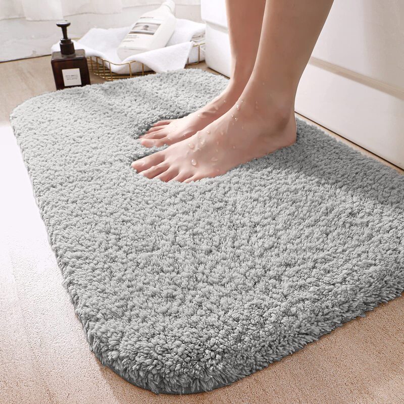 Velvet Mat Thickened Floor Mat Bathroom Door Mat Toilet Water Absorbent Anti-Slip Mat Household Quick-Drying Carpet Mat