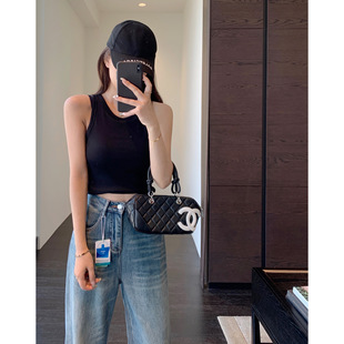 Japanese single good goods ~ single wear with chest pad integrated vest short sleeveless T-shirt women's 25 spring and summer new