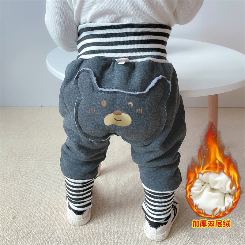 婴儿裤子2022爆款宝宝大pp裤一体绒男女宝新生保暖屁屁裤春秋代发