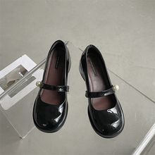 2025新款法式复古一字扣玛丽珍女鞋圆头粗跟小皮鞋浅口日系jk单鞋