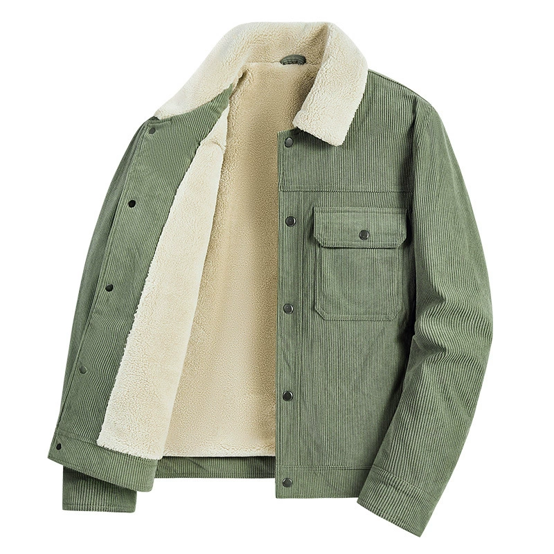 2023 осенне-зимнее Новое мужское вельветовое пальто, Теплое повседневное пальто с лацканами и хлопковой подкладкой, мужское модное 1925