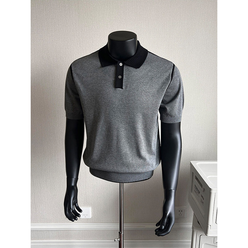 Polo camiseta de punto camiseta de manga corta camiseta de hombre paul línea tridimensional viejo qianfeng verano fábrica transfronteriza al por mayor image 9