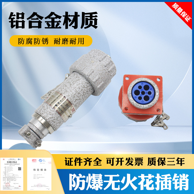 防爆无火花单相三极插头插座 航空插头 连接器航空插销 防爆插头