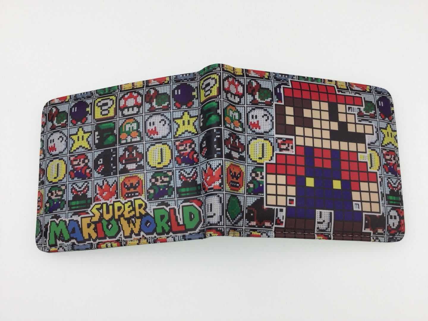Nuevo Super Mary cartera corta Super Mario estudiante unisex pu cuero Snap cartera