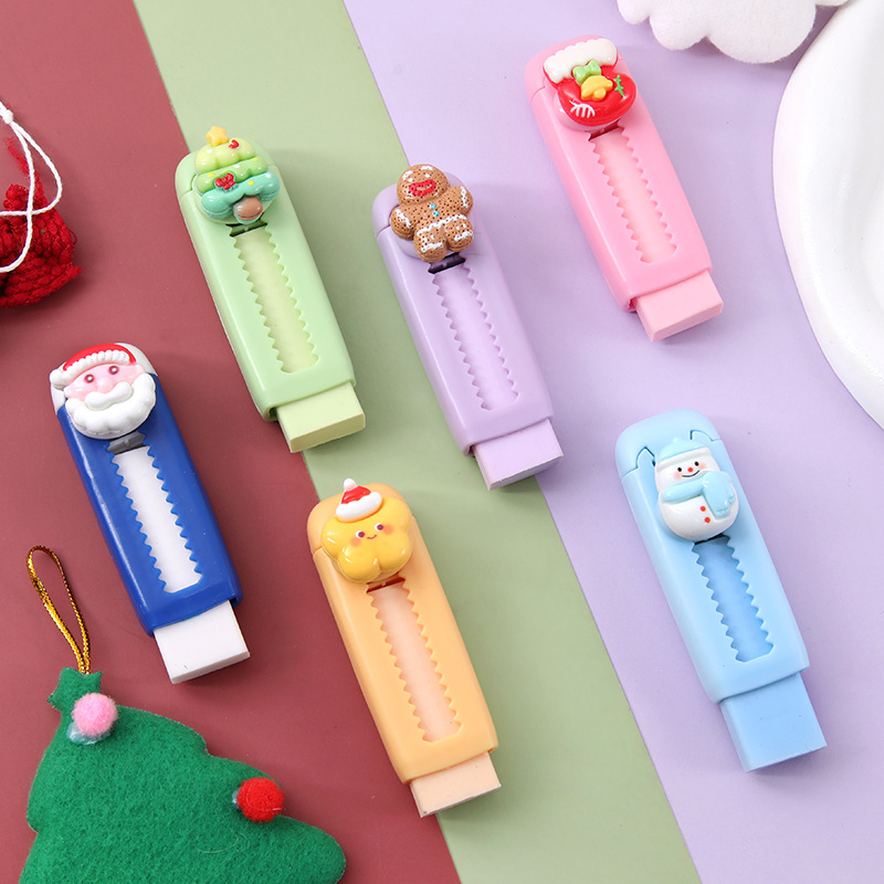 Borrador Push-Pull de Navidad lindo que no marca borrador retráctil limpio Push-Pull borrador examen suministros papelería lote