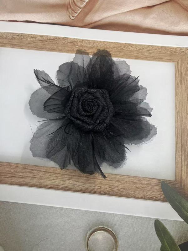 Caro同款烤边布艺花朵9cm立体烧边花朵diy发饰鞋帽胸花饰品配件|undefined