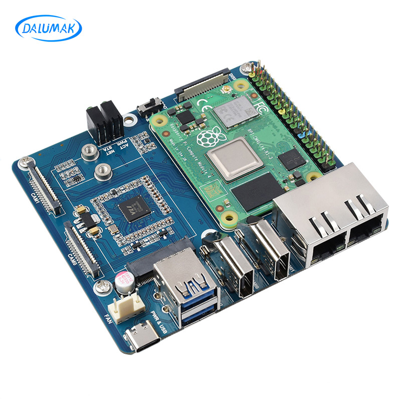 树莓派CM4计算模块 双千兆网口扩展板 5G/4G/以太网物联网底板