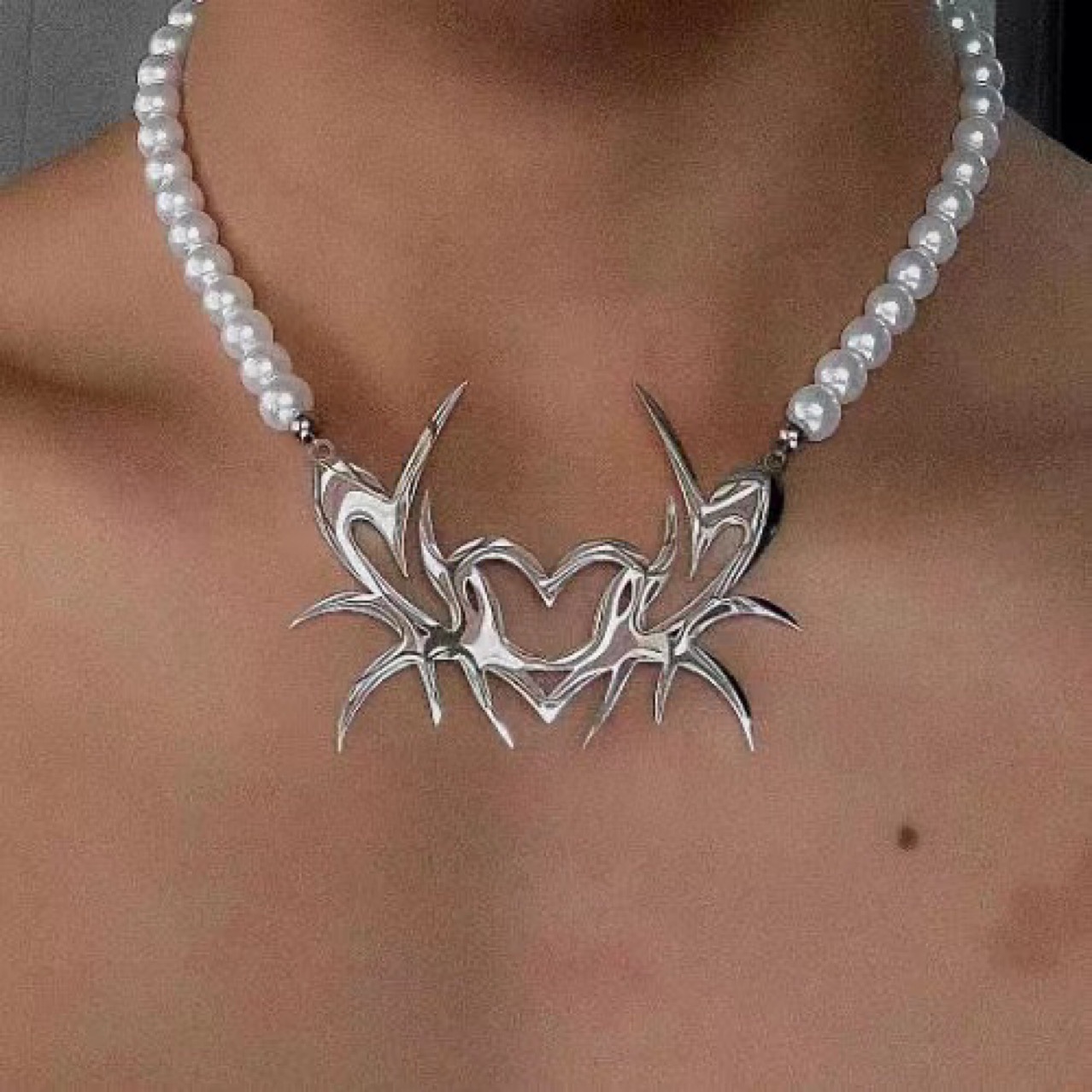 30g Weight Necklace Classification 1 Piece Quantity Daily Occasion Artificial Pearl, Titanium Steel Material IG Style Geometric Artificial Pearl Titanium Steel Beaded Women's Necklace