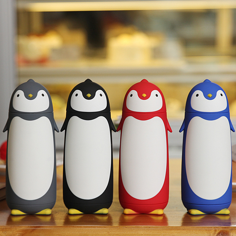 Fabrica directa de YaFichi pingüino creativo de dibujos animados de doble capa pingüino taza de agua de jugo de vidrio taza de regalo