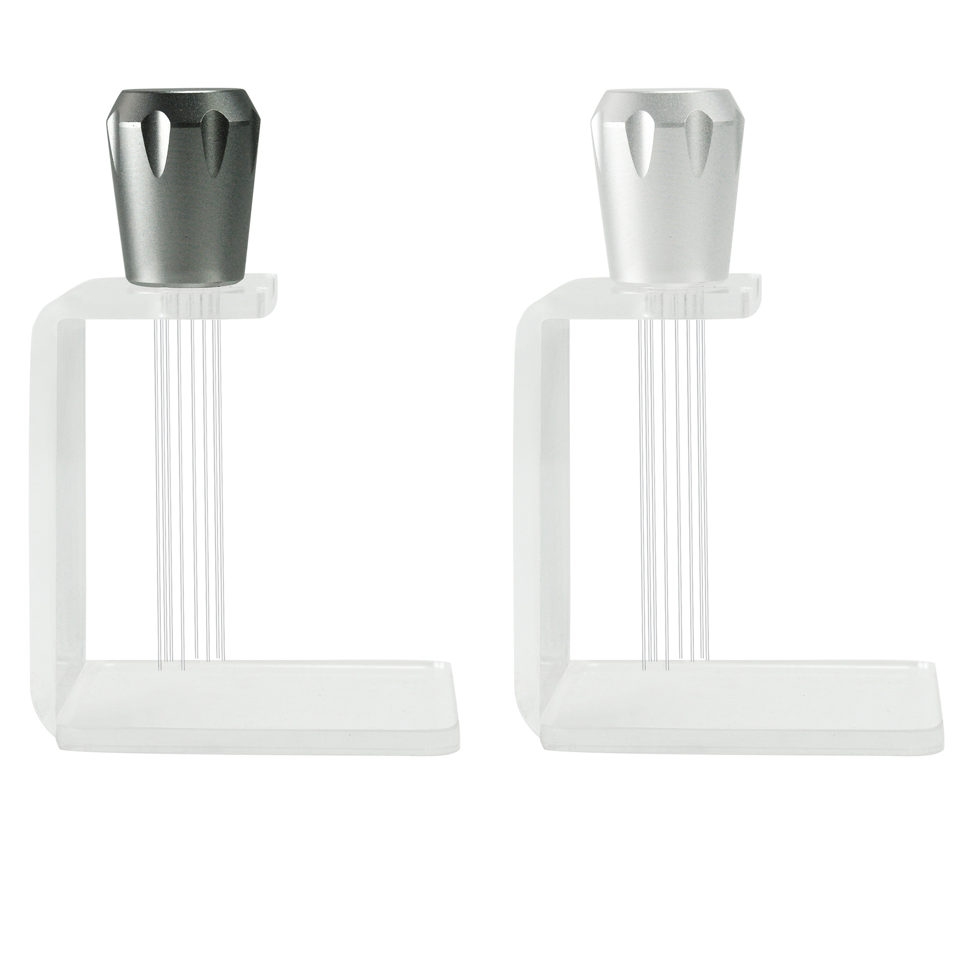 Aleación de aluminio café tela polvo aguja polvo suelto aguja traje acrílico base aguja de acero inoxidable dispensador de agitación