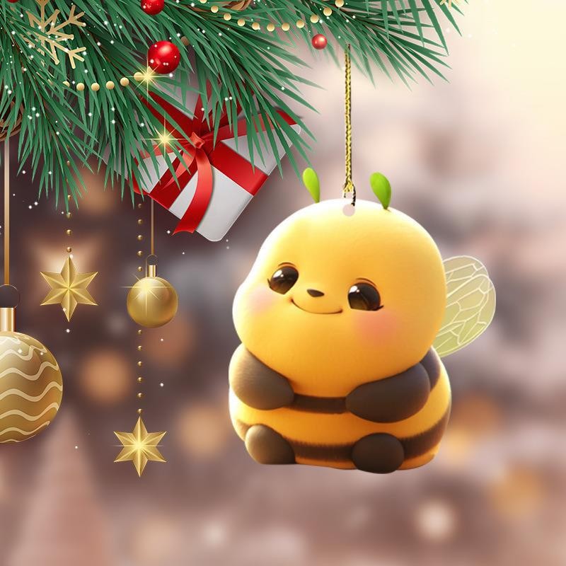 Colgante temático de abeja 2D acrílico decoración abeja bebé colgante regalos navideños accesorios mochila decoración del automóvil