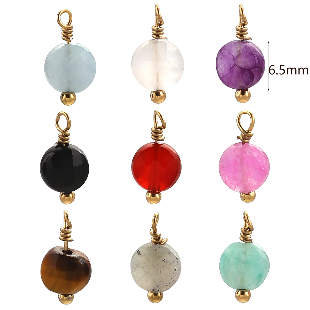 Cruz-frontera europea y americana hecha a mano de piedra natural con cuentas de acero inoxidable colgante accesorios de la joyería DIY en forma de corazón pendientes collar