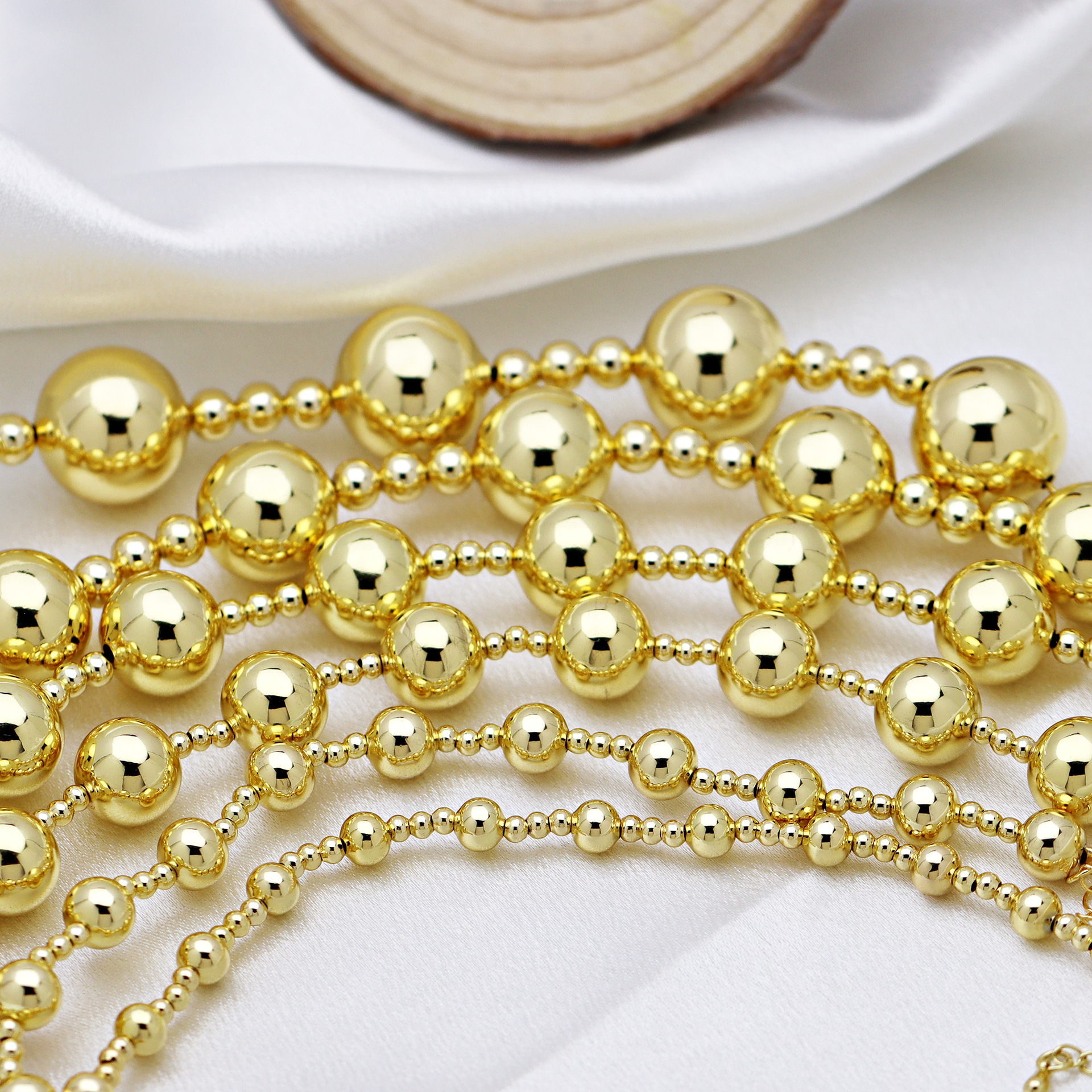 Copper Material Round Pattern Copper 18K Gold Plated Beaded Plating Round Bracelets