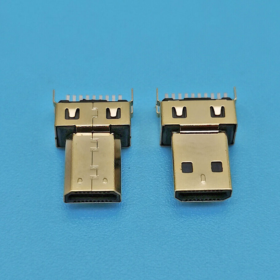 大量批发零售MICRO HDMI 19P公头夹板式1.0 HDMI D型接头铜壳镀金