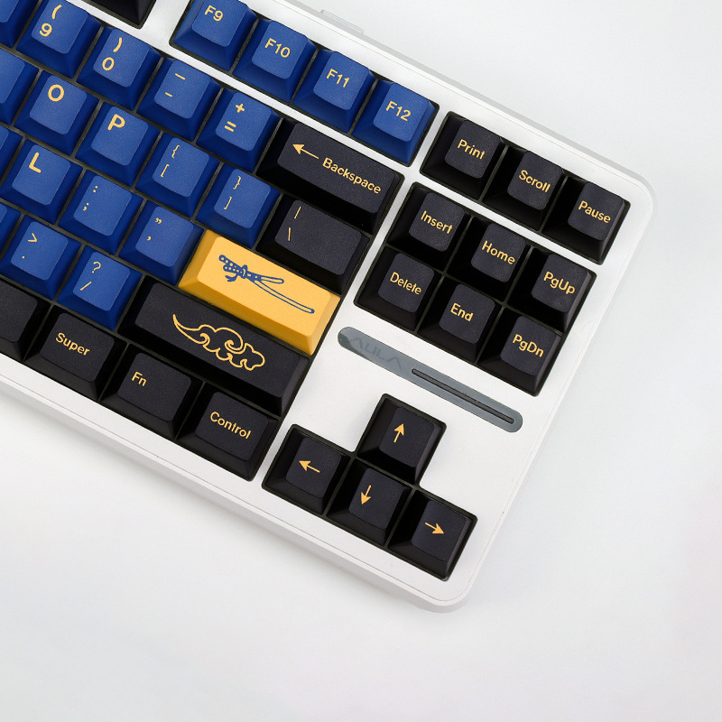 Blue Samurai Pbt Keycap Five-Sided Sublimation 143-Key Original Height Suitable for Mx Axis Gmk Mechanical Keyboard Customization