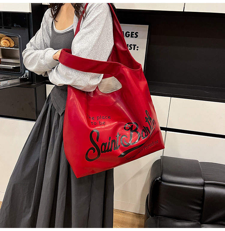 Large-capacity single-shoulder bag for women, 2025 new style, fashionable, casual and versatile tote bag, letter niche design handbag undefined