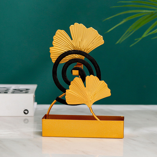 Manufacturer wholesale European creative ginkgo leaf mosquito coil shelf Yiwu hanging ornaments iron metal household mosquito coil box