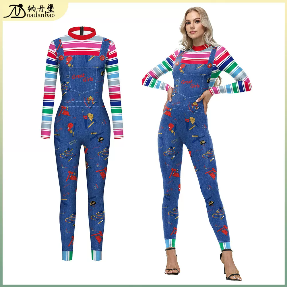 新品万圣节服装连体紧身裤外贸跨境数码印花舞台表演服cos连体服