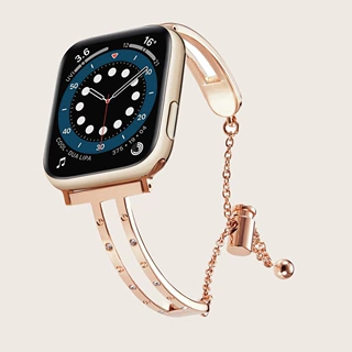 适用苹果表带iwatchS10瘦身锆石间钻金属链条款applewatch9手表带
