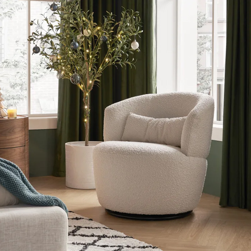 Italian-style medium sheep's wool cream cream single rotating chair Nordic light luxury minimalist balcony studio beauty salon sofa