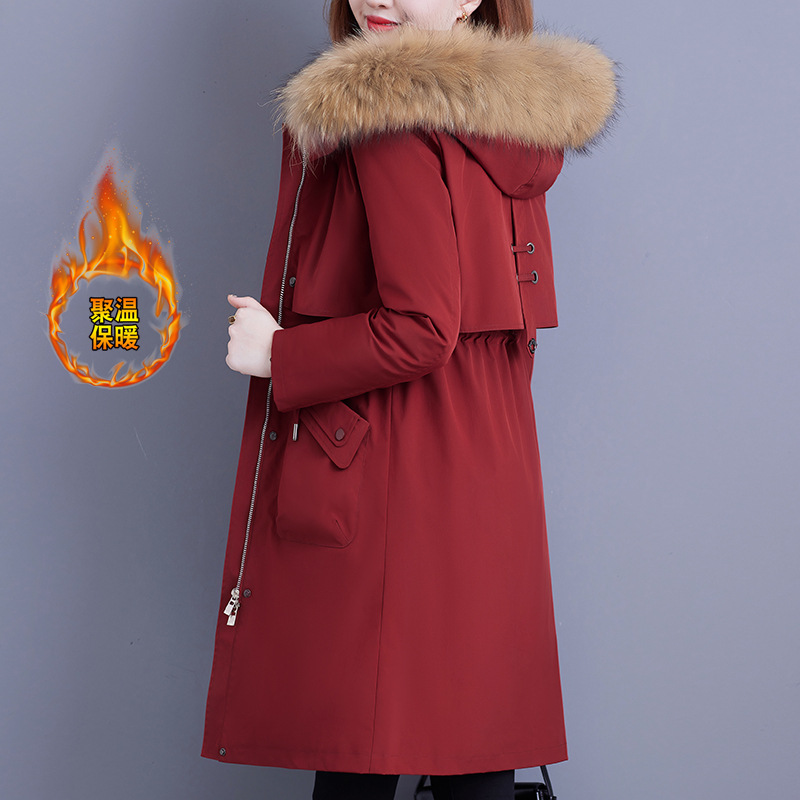 羽绒服女中长款冬季2025新款时尚可拆卸内胆中年妈妈加厚保暖外套