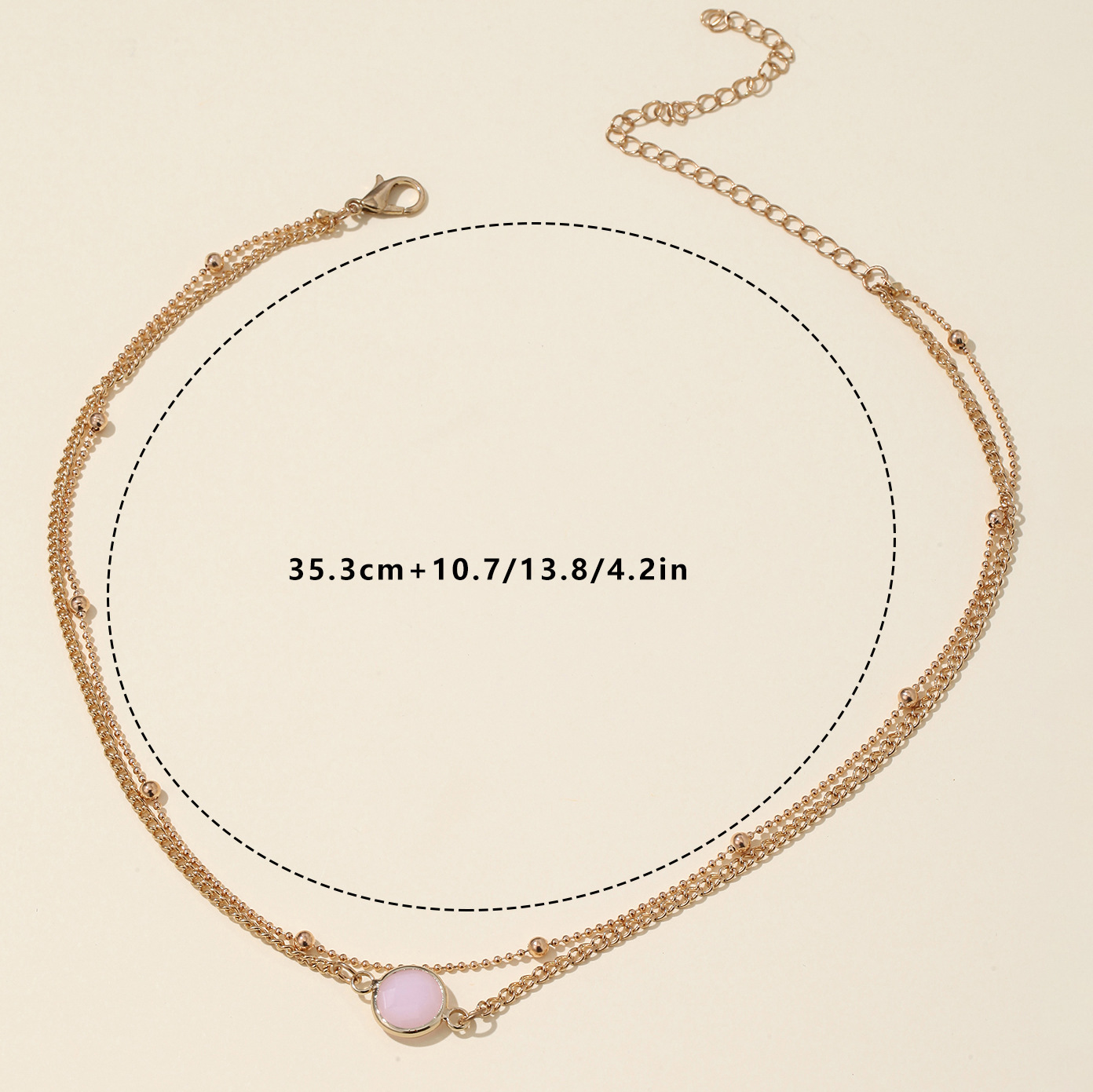 Fashion Simple Bead Opal Crystal Stone Pendant Double Layer Clavicle Chain Necklace display picture 1