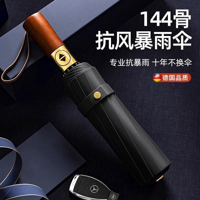 Xia Mochen 144-Rib Fully Automatic Umbrella with Wooden Handle, Extra-Large Wind-Resistant Black Coating, Sun Protection, Foldable, Unisex, for Both Sunny and Rainy Weather Xia Mochen 144-Rib Fully Automatic Umbrella with Wooden Handle, Extra-Large Wind-Resistant Black Coating, Sun Protection, Foldable, Unisex, for Both Sunny and Rainy Weather