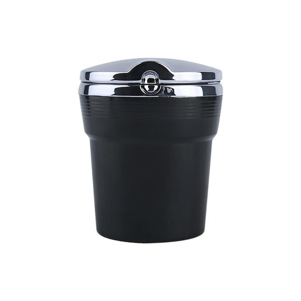 Qìchē Car Ashtray with LED Light, Imitation Metal Ashtray (Car ashtray) - black