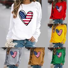欧美跨境 亚马逊 wish 独立站 爱心 国旗 印花图案长袖圆领卫衣女