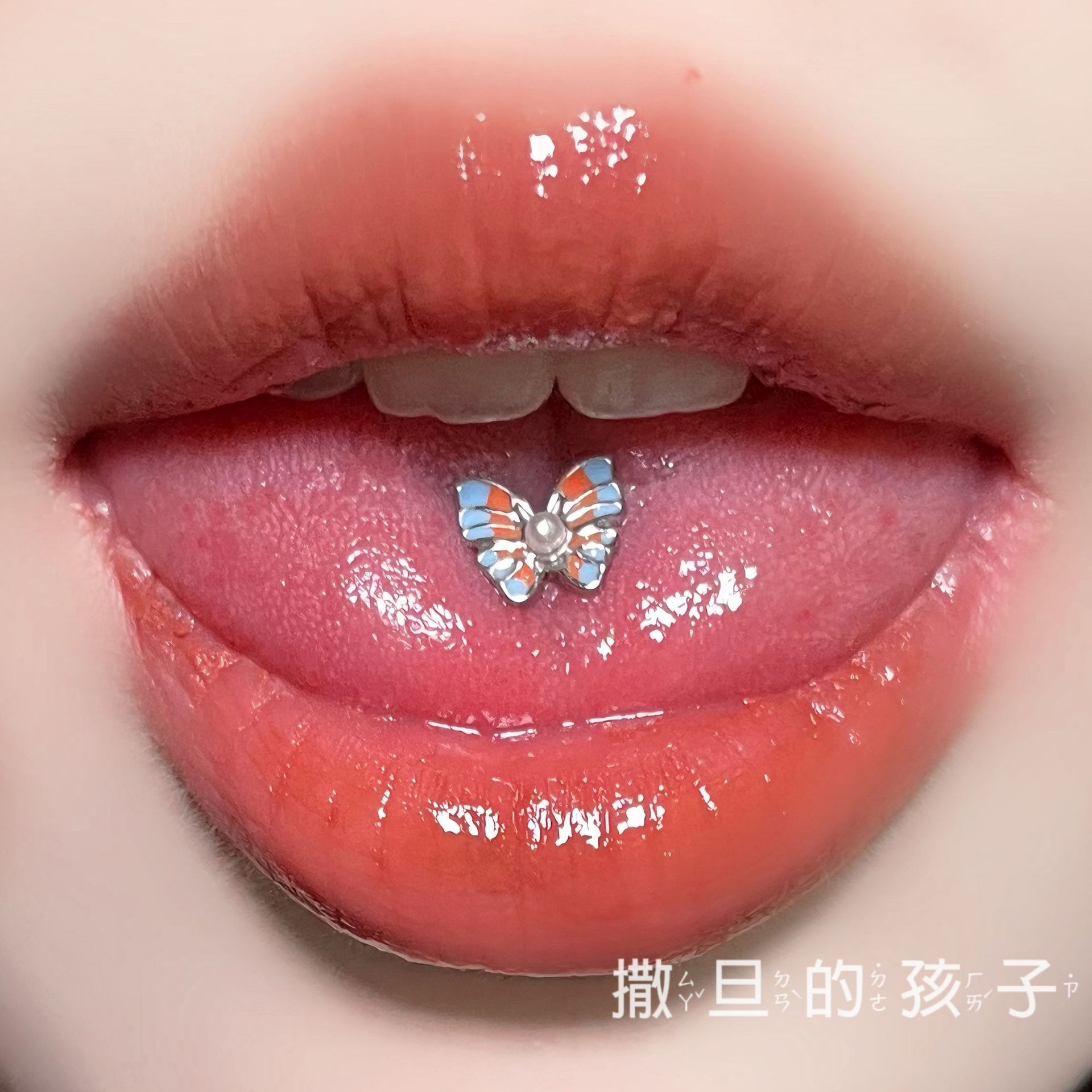Labret stud lip piercing jewelry styling detail