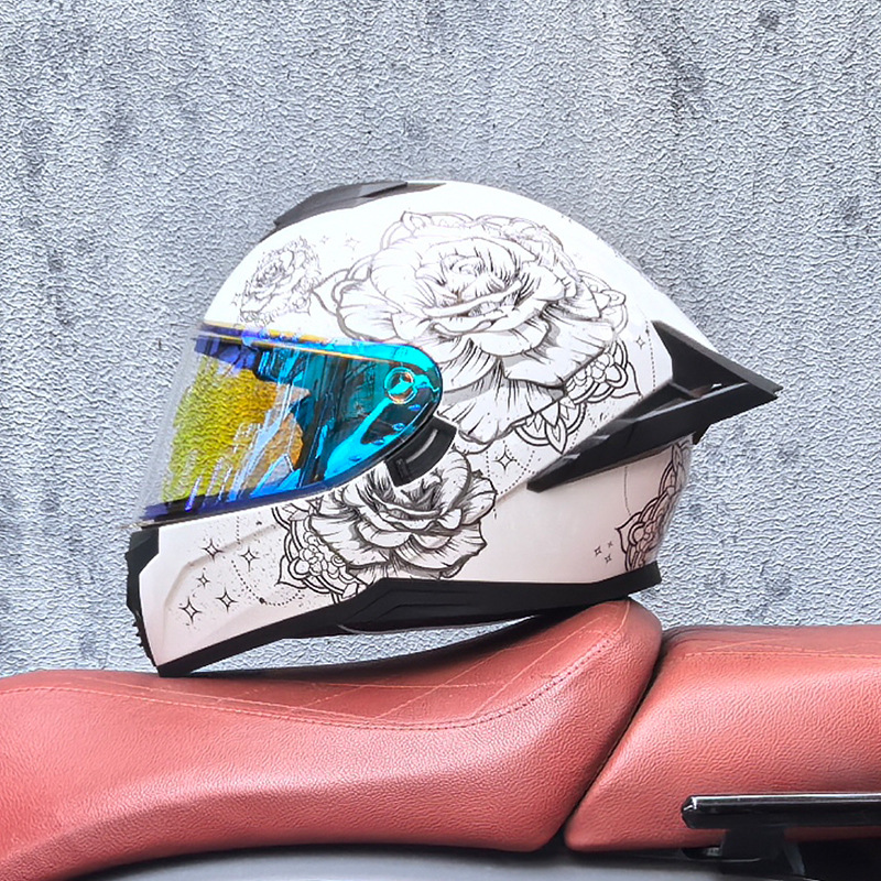 Casco integral transfronterizo DOT de la versión mejorada de LVS con doble lente para hombres, casco de seguridad universal para todas las estaciones para motociclistas femeninas, casco de motocicleta con doble lente.