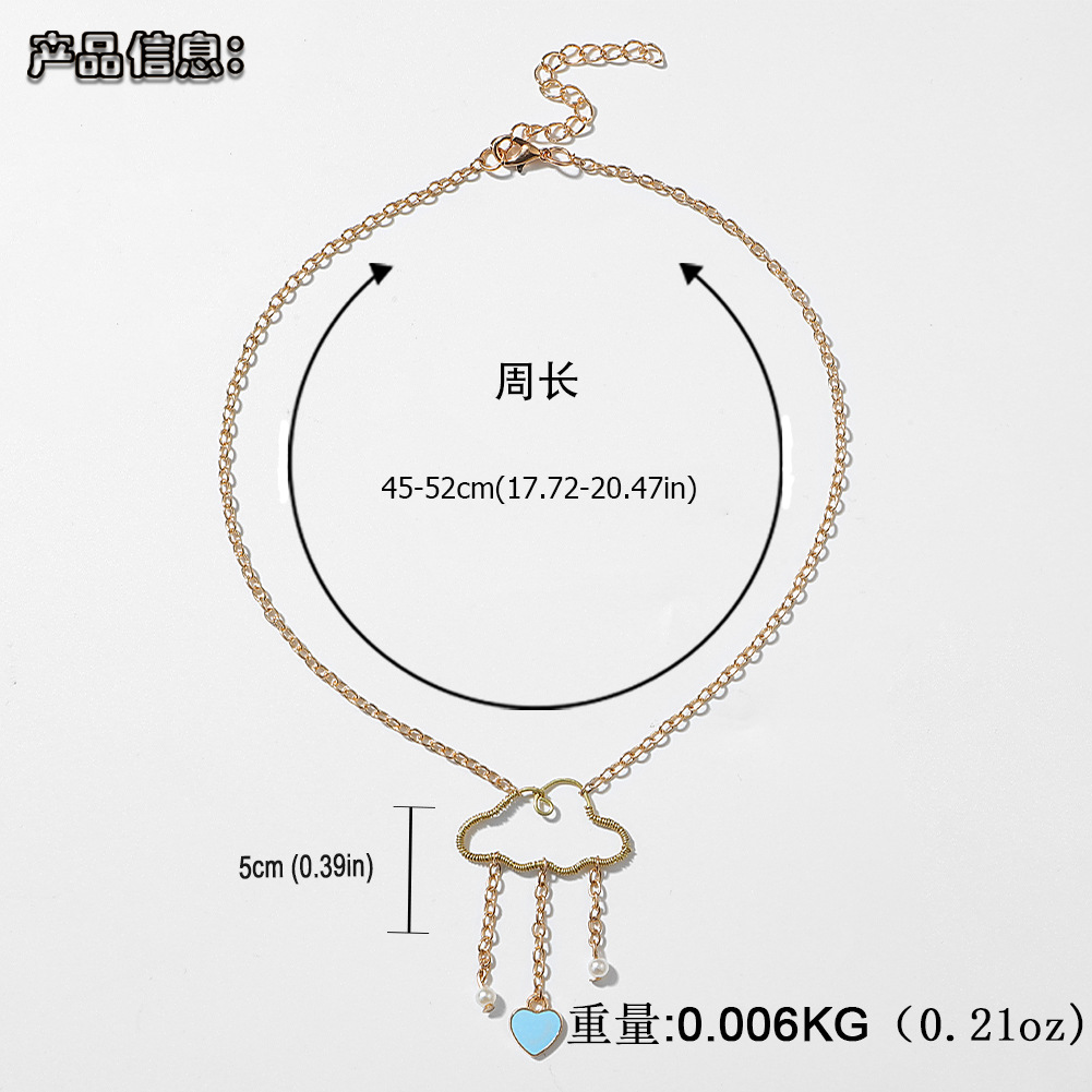 Fashion Short Pearl Wire Winding Cloud Heart Pendant Sweater Chain Wholesale display picture 4